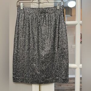 Daniel Cremieux silver and black sequin lined Pencil Skirt Sz S NWT